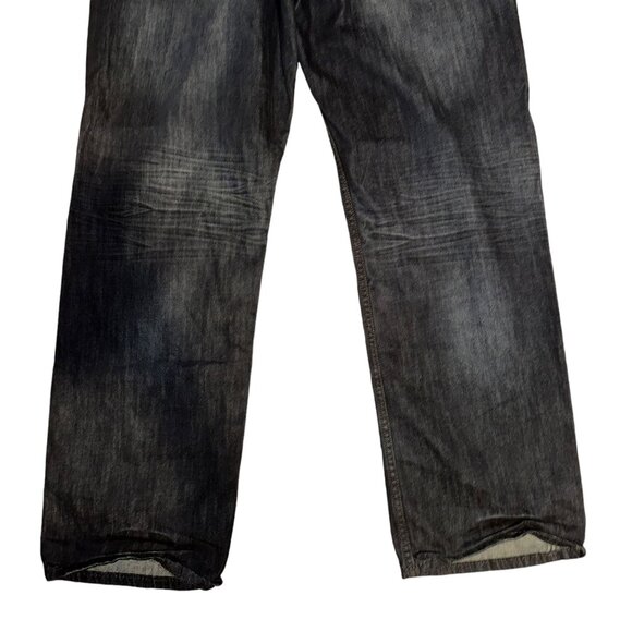 Helix Straight Leg Loose Jeans Mens 34 33 Dark Wash Logo Denim Embroidered - Picture 7 of 8